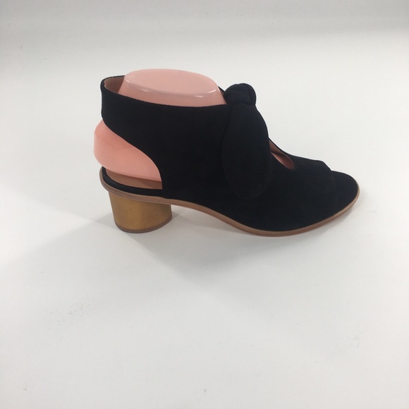 NWT Bernardo Luna Black Suede Booties Sandals Bow - Picture 4 of 9